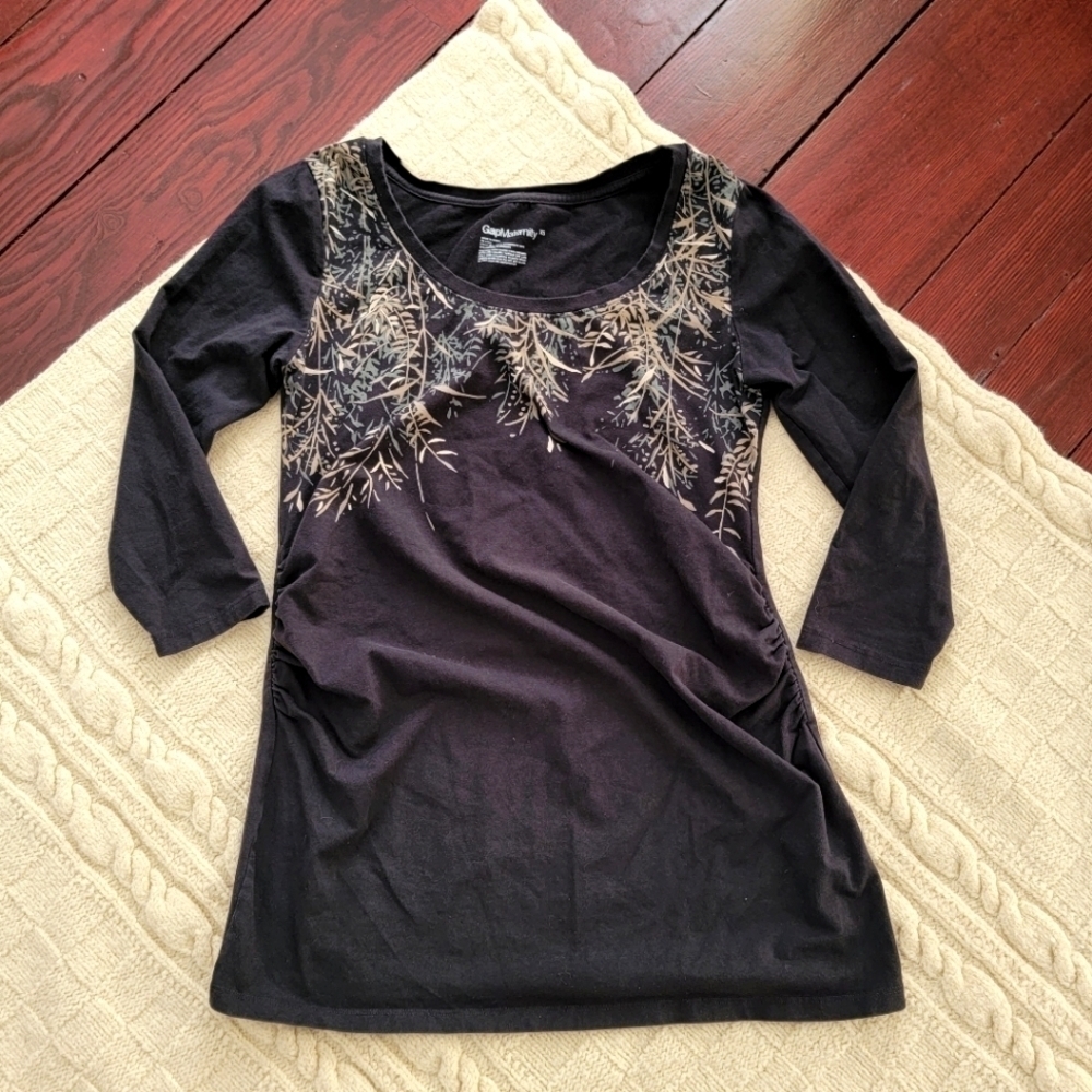 Gap Maternity Shirt Black Vine Floral Design size XS